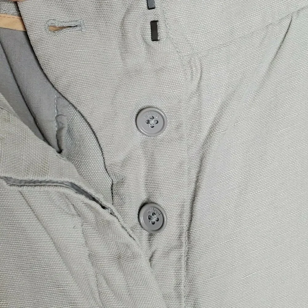 Wilfred Allant High Rise Cropped Pants 8 Oatmeal Linen Blend Roll Cuff Hem